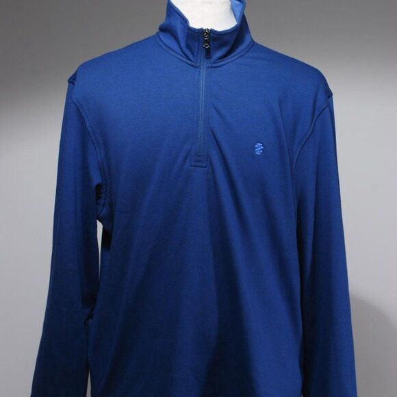 IZOD Blue Marled Polyester Cotton Performance Sports Stretch Sweater Size L - Picture 1 of 3
